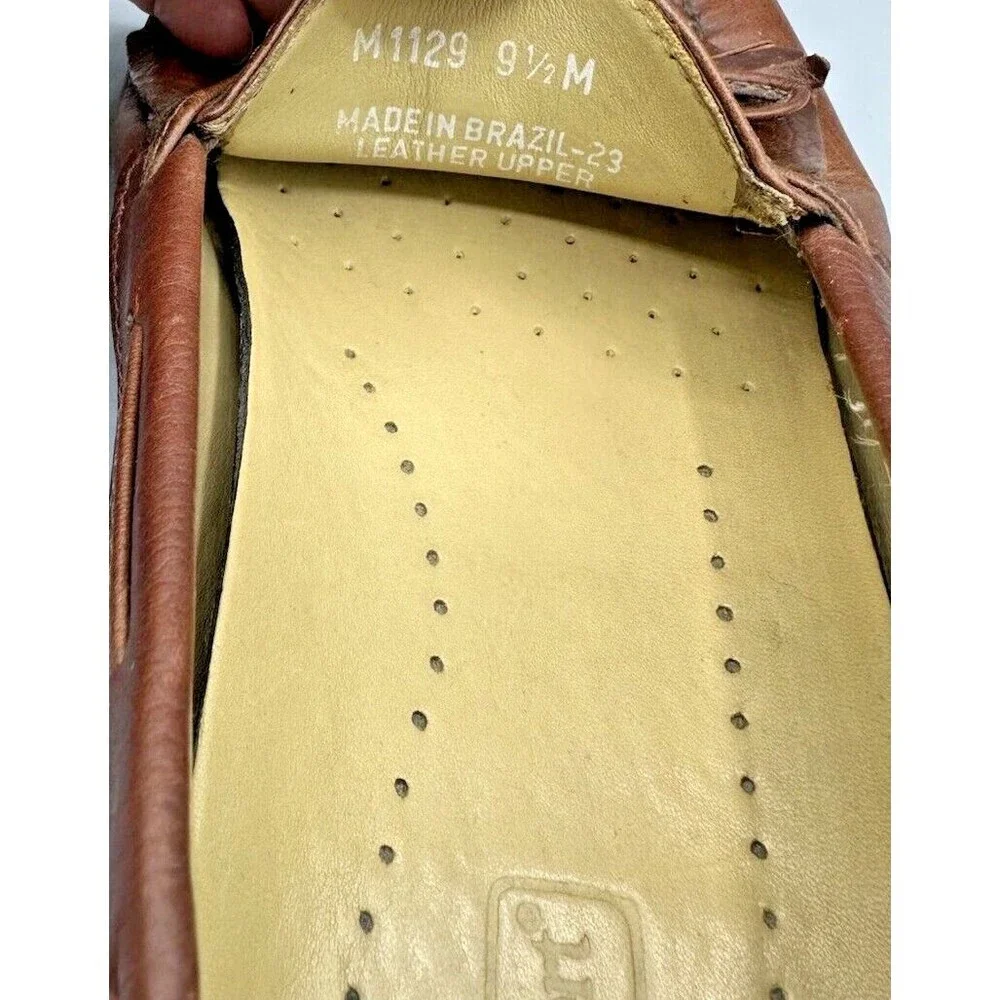 Rockport - men's brown leather shoes w fringes M4044 - low heel -‎ size 9.5